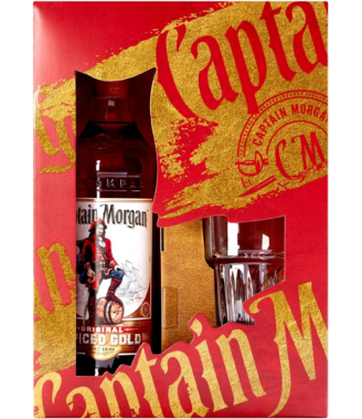 Алкогольный напиток на основе Карибского рома Набор Captain Morgan Spiced Gold с стаканом 0.7л 1