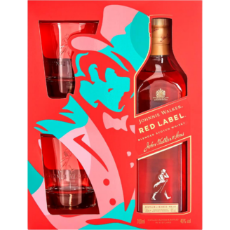 Johnnie Walker Red label виски бленд 0.7л в подарочной коробке + 2 стакана 1