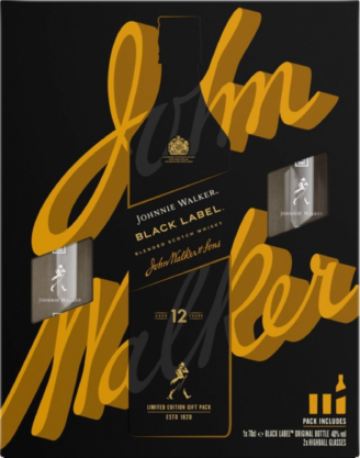 Johnnie Walker Black Label с двумя стаканами виски бленд 0.7л - Image 2