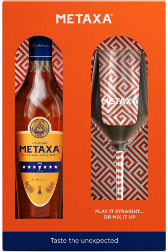 Алкогольный напиток Metaxa 7 звезд + 1 бокал бренди 0.7л