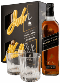 Johnnie Walker Black Label з двома склянками віскі бленд 0.7л